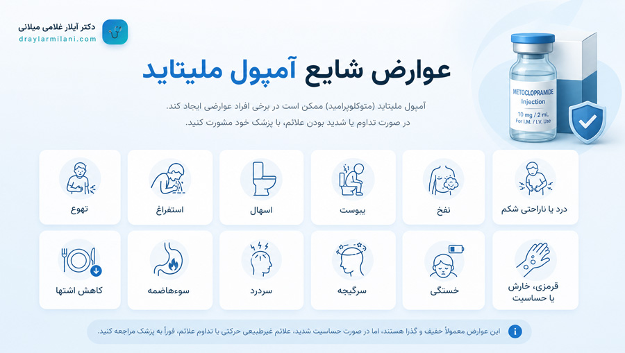 عوارض شایع آمپول ملیتاید