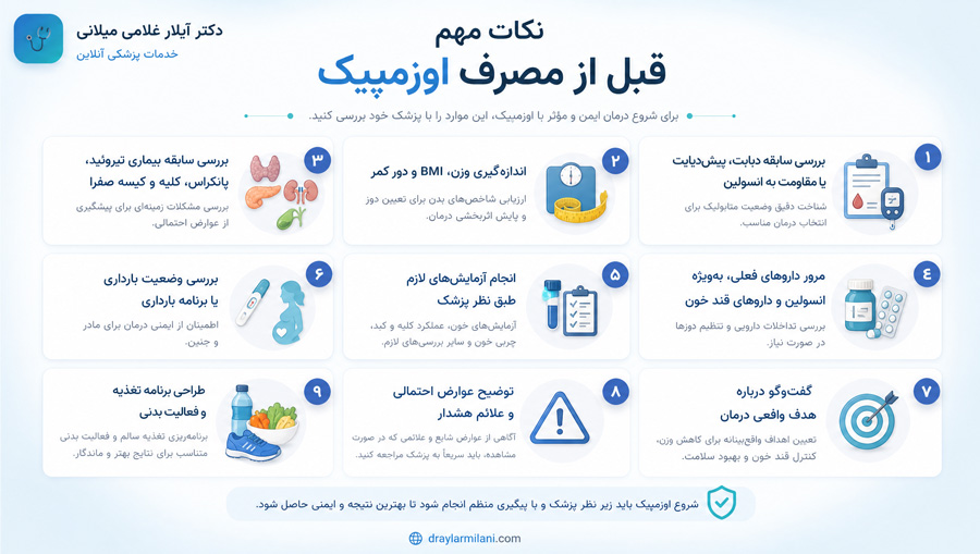 نکات مهم قبل از مصرف اوزمپیک