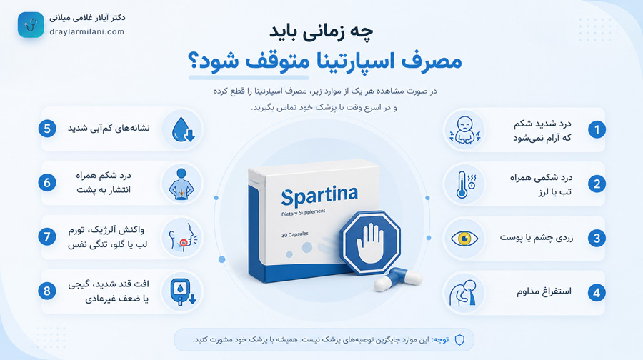 چه زمانی باید مصرف اسپارتینا متوقف شود؟