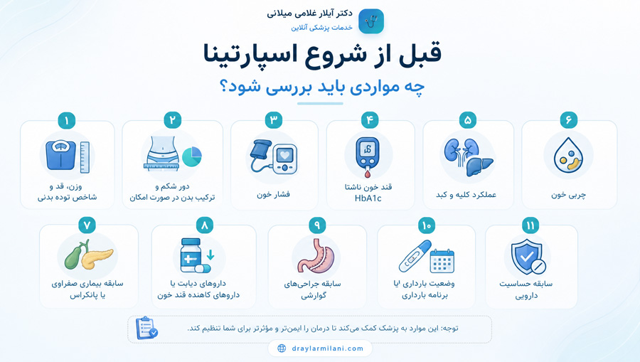 قبل از شروع اسپارتینا چه مواردی باید بررسی شود؟