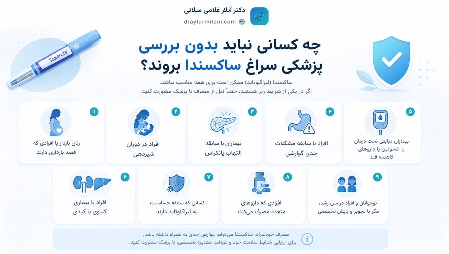 چه کسانی نباید بدون بررسی پزشکی سراغ ساکسندا بروند؟